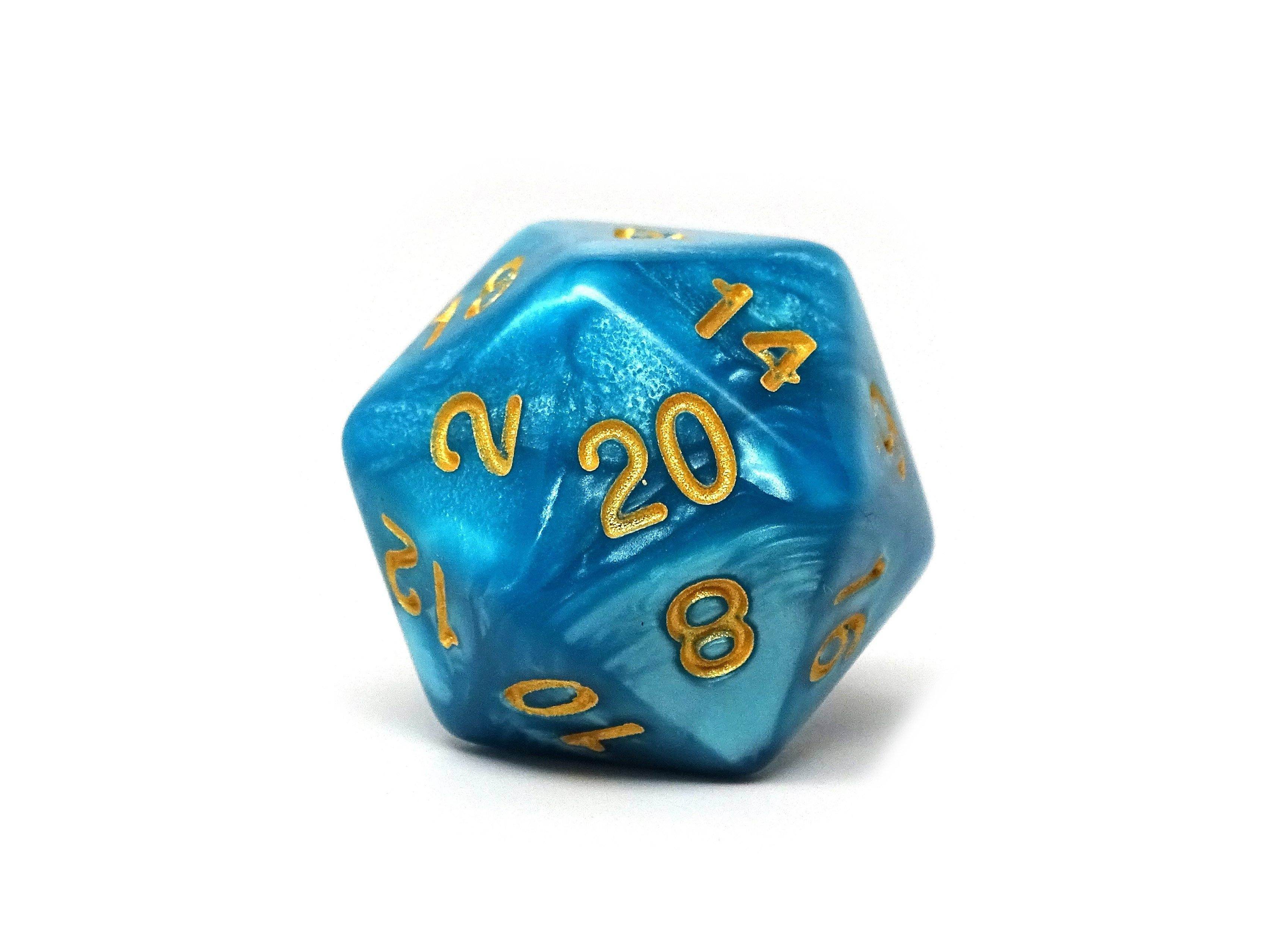 Cyan Marble Dice Collection - 7 Piece Set - 