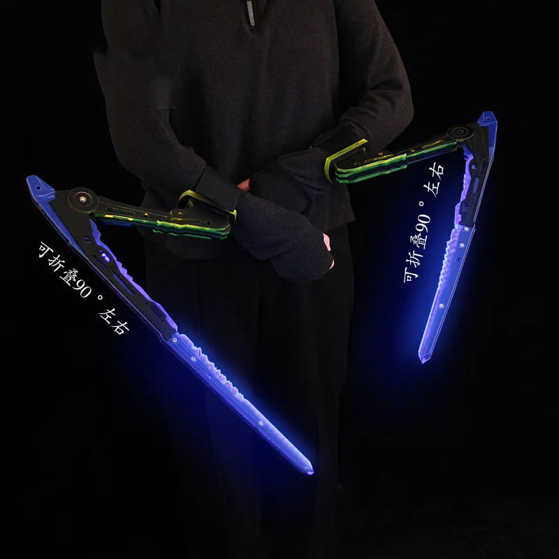 Cyberpunk Immortal Luminous Folding Mantis Knife Weapon Model Wearable Toy Sword Cosplay Acrylic Unbladed Lightsabers Boys Gifts