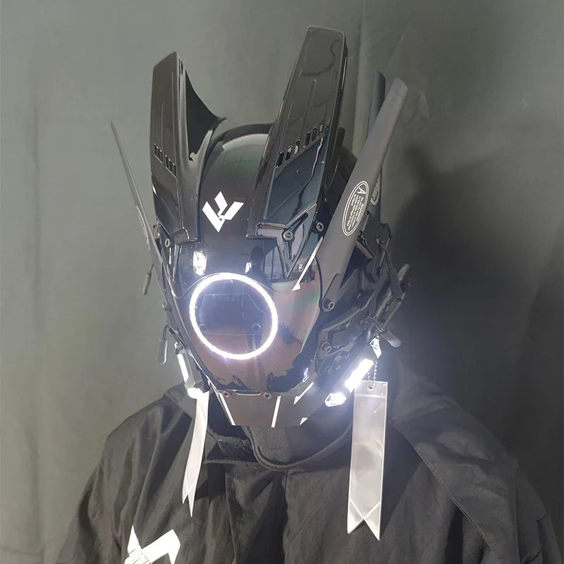 Cyberpunk Mask Helmet Techwear Cosplay Bluetooth With Dynamic Led Samurai Mask Customizable Patterns Screen Halloween Party Gift