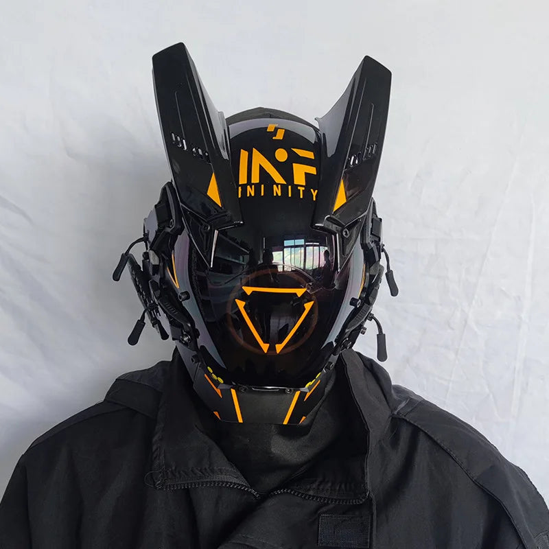 Cyberpunk Mask Helmet Techwear Cosplay Bluetooth With Dynamic Led Samurai Mask Customizable Patterns Screen Halloween Party Gift