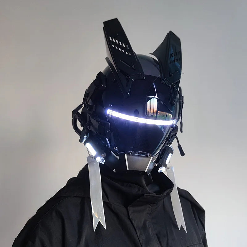 Cyberpunk Mask Helmet Techwear Cosplay Bluetooth With Dynamic Led Samurai Mask Customizable Patterns Screen Halloween Party Gift