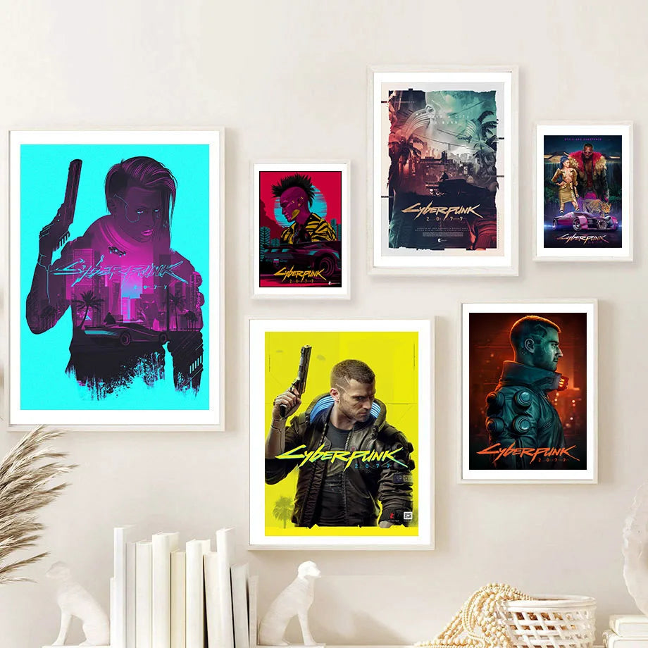 Cyberpunk Neon Light Future Video Game Wall Art Canvas Painting Nordic Posters And Prints Pictures For Living Room Boy Decor