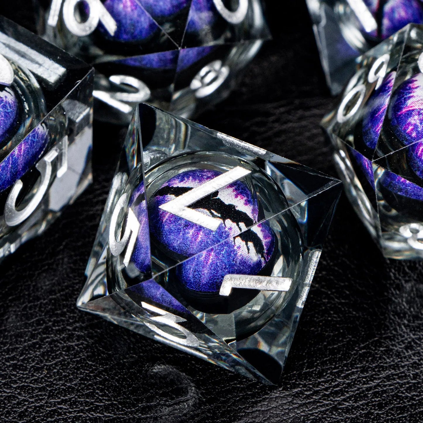 D and D Liquid Flow Core Eye Resin Dice Ring Dice Set Dnd Dungeon and Dragon Pathfinder Role Playing Games Dice D&D Black Dice