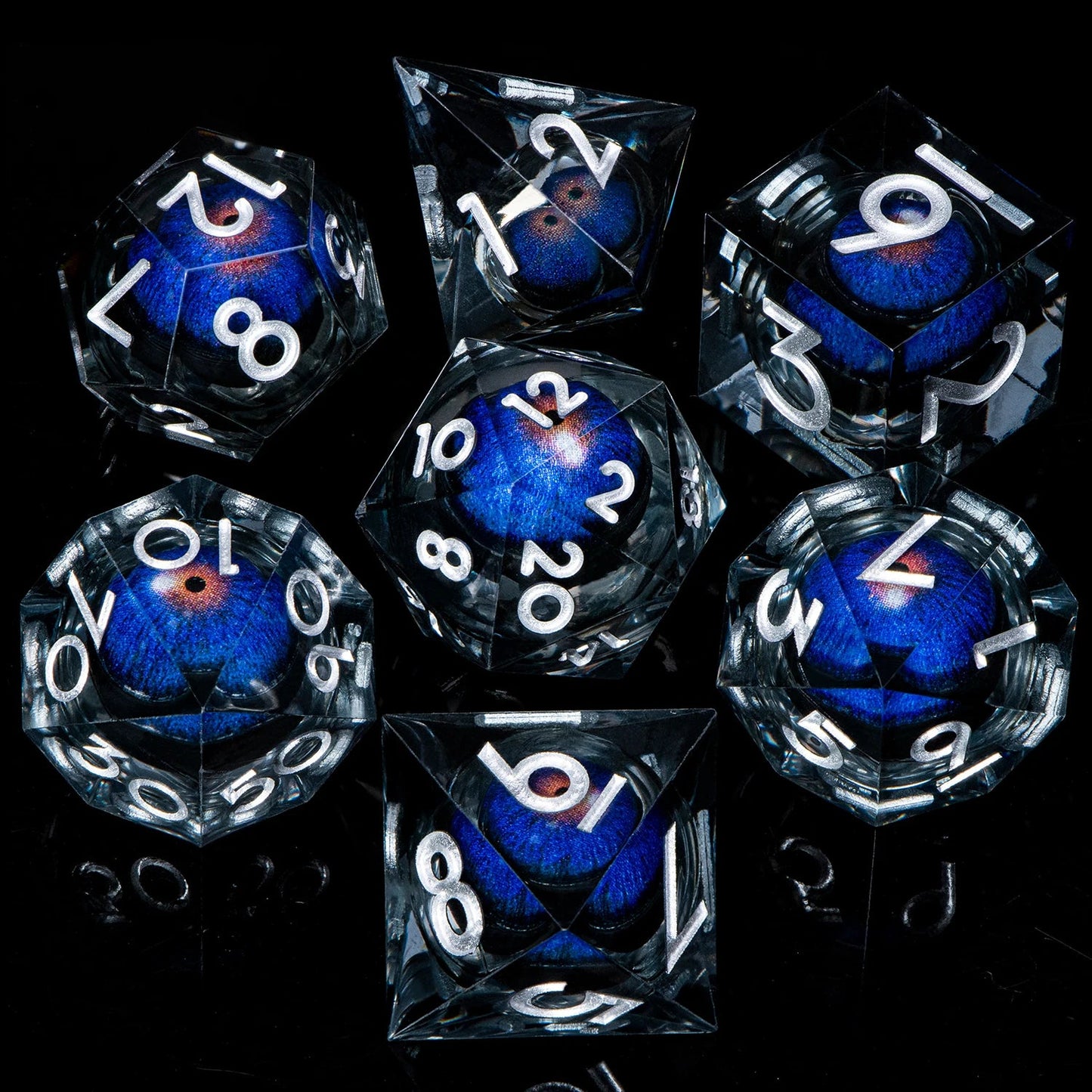 D and D Liquid Flow Core Eye Resin Dice Ring Dice Set Dnd Dungeon and Dragon Pathfinder Role Playing Games Dice D&D Black Dice