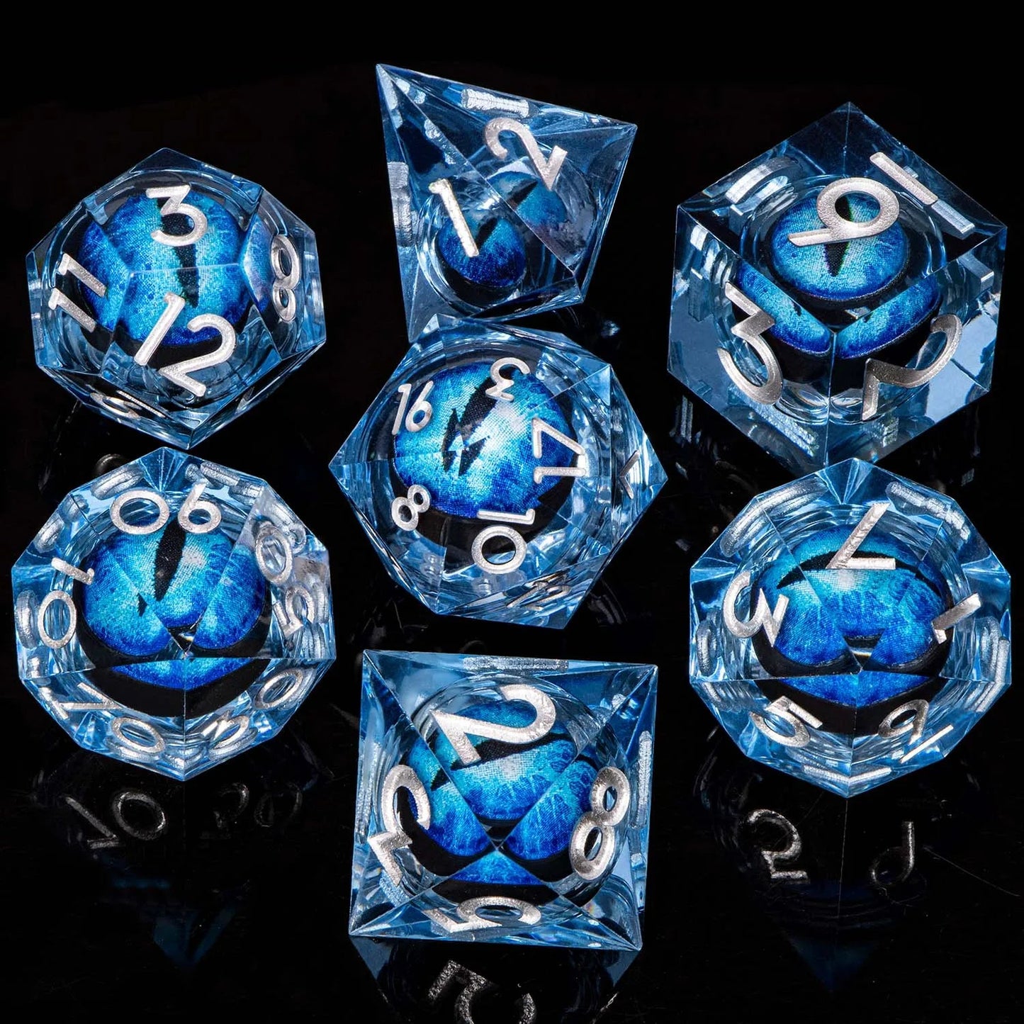 D and D Liquid Flow Core Eye Resin Dice Ring Dice Set Dnd Dungeon and Dragon Pathfinder Role Playing Games Dice D&D Black Dice