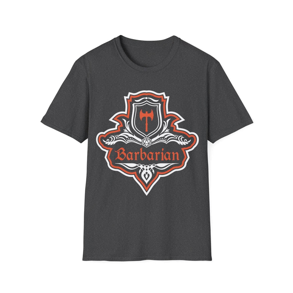 D&D Barbarian Class Fancy Emblem T-Shirt - Dark Heather / S