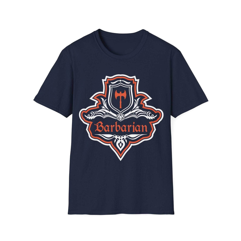 D&D Barbarian Class Fancy Emblem T-Shirt - Navy / S