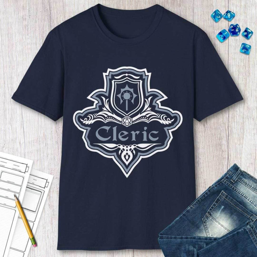 D&D Cleric Class Fancy Emblem T-Shirt - Navy / S