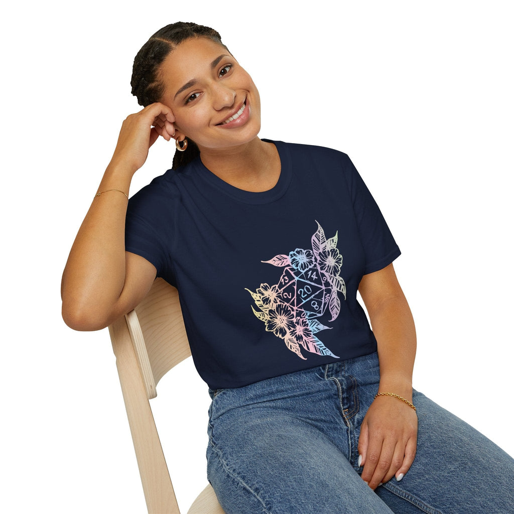 D&D D20 Dice Flower T-Shirt