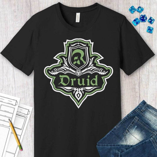 D&D Druid Class Fancy Emblem T-Shirt - Dark Chocolate / S