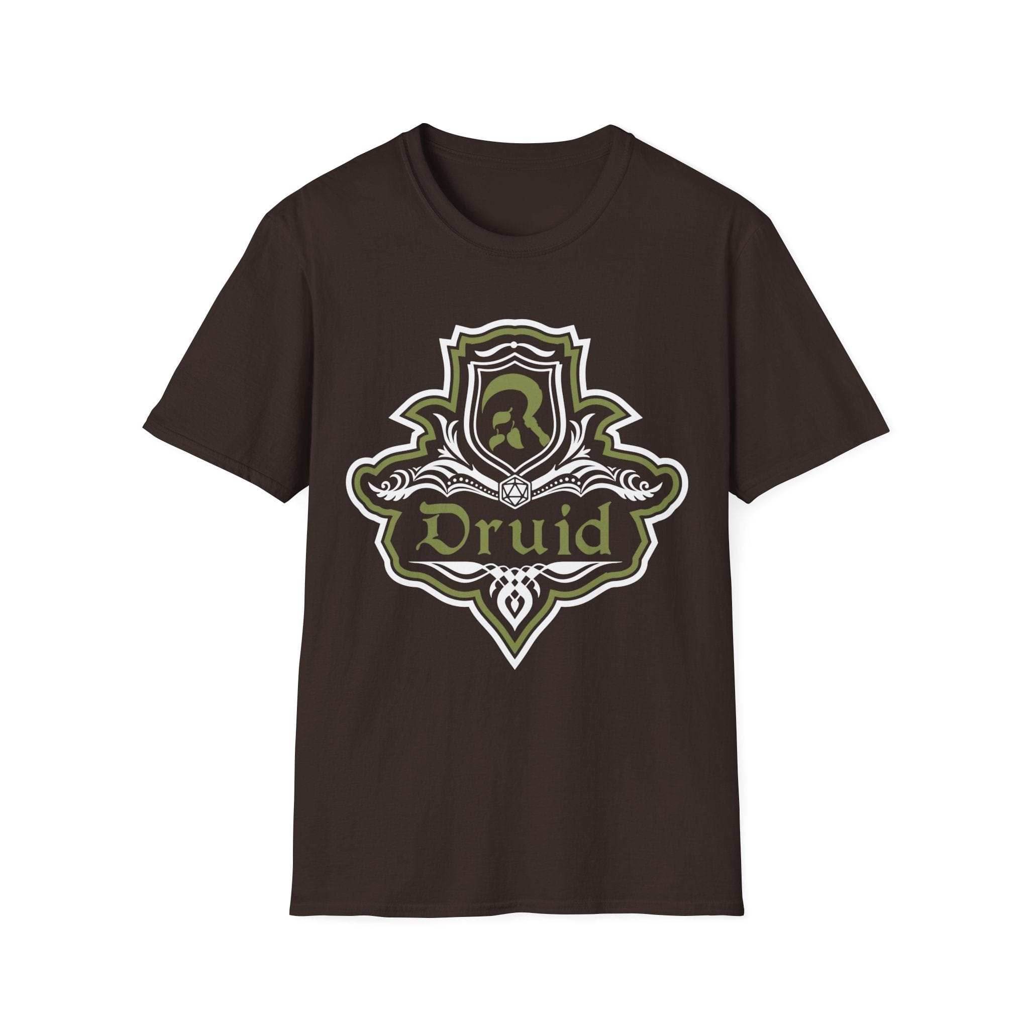 D&D Druid Class Fancy Emblem T-Shirt - Dark Chocolate / S