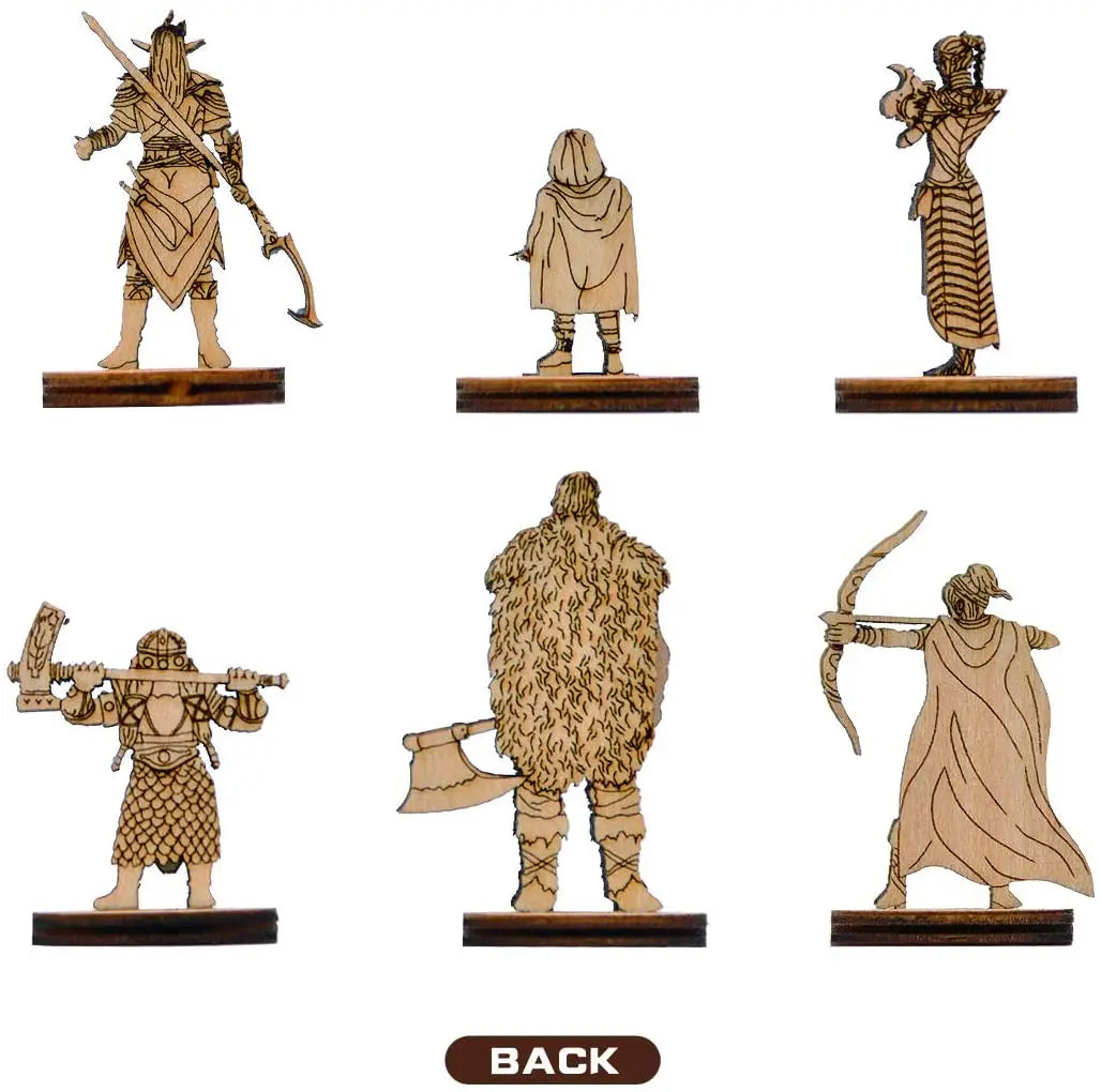 D&D Fantasy Miniatures Wood Laser Cut Figures 6PCS Set 28mm Scale for Eberron Campaign