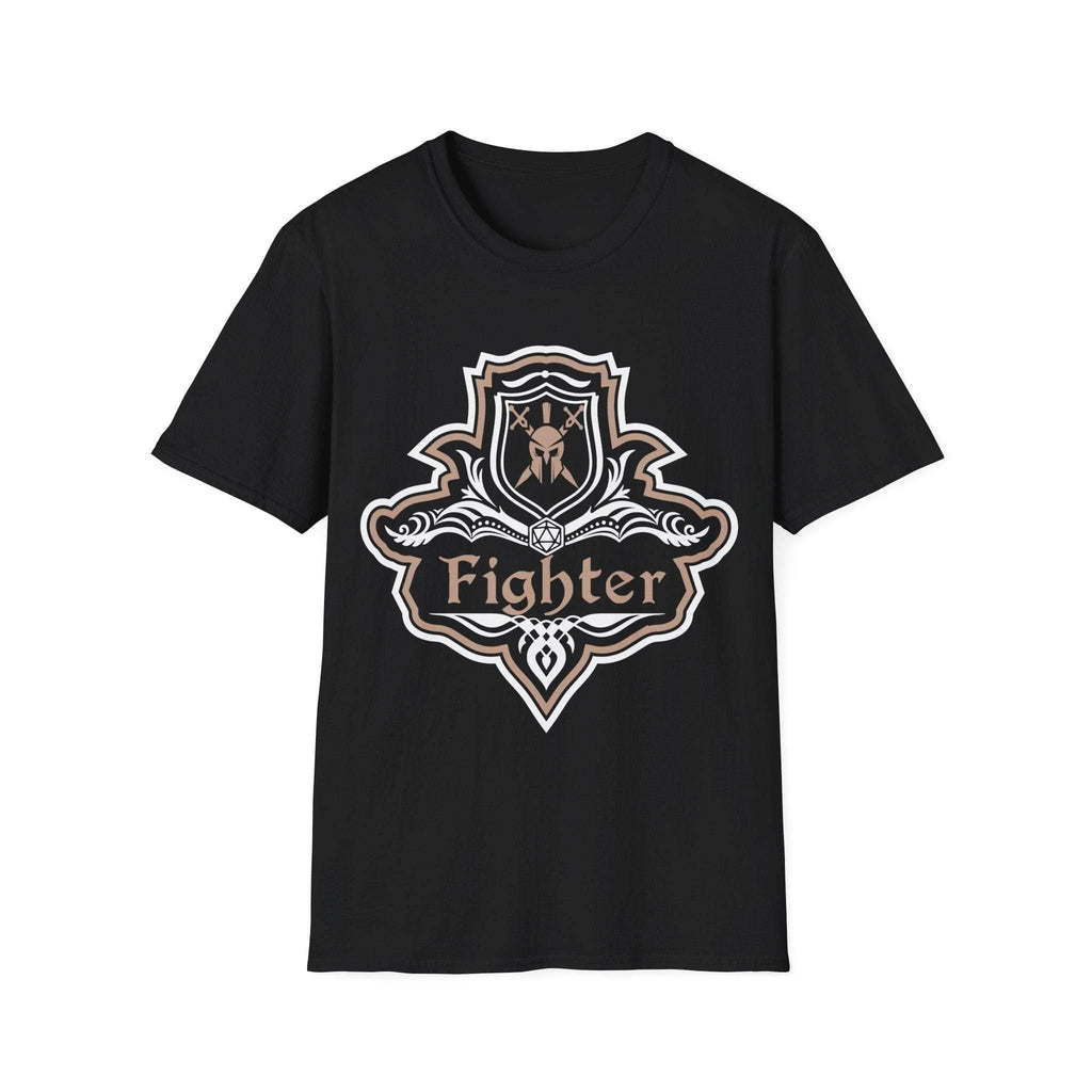 D&D Fighter Class Fancy Emblem T-Shirt - Black / S