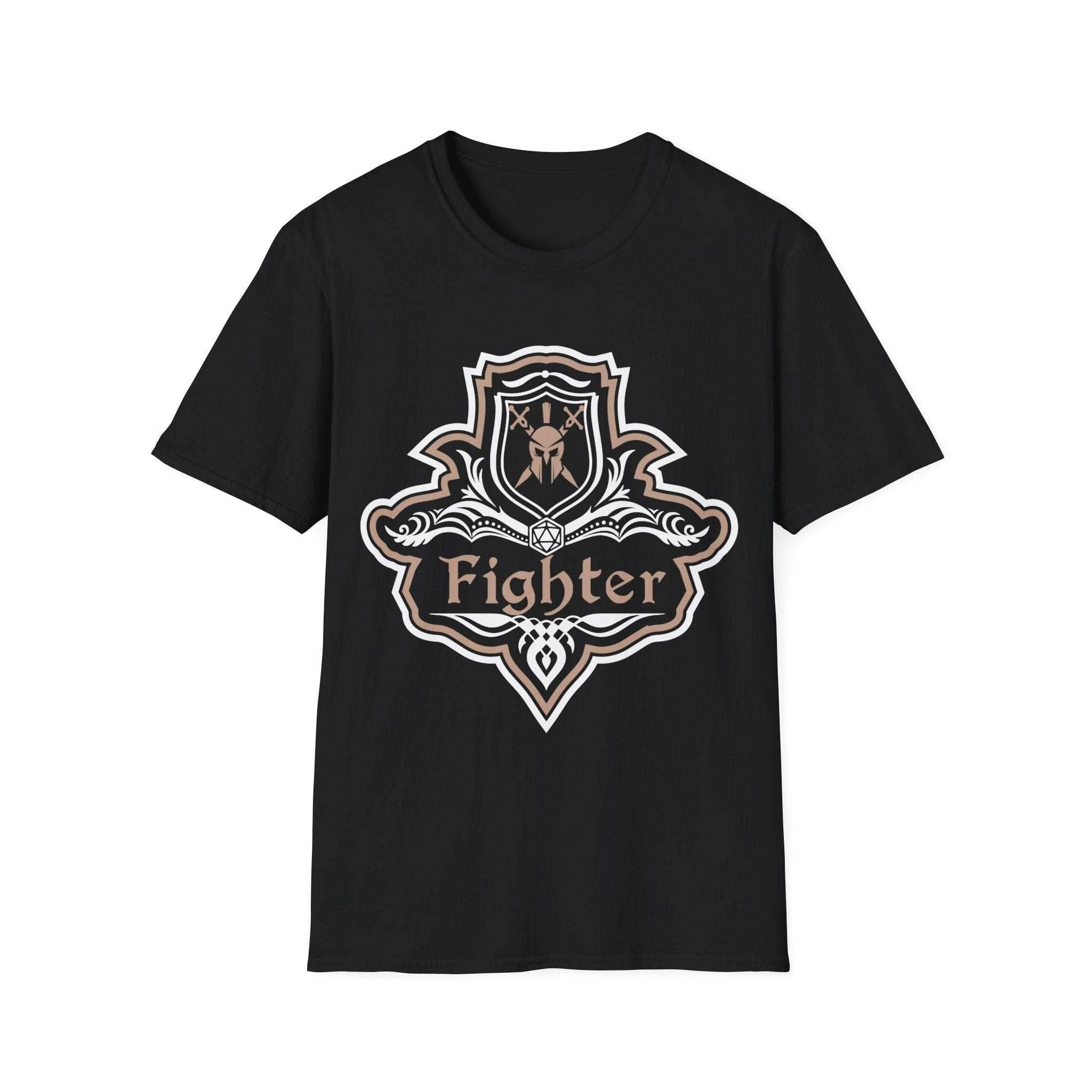 D&D Fighter Class Fancy Emblem T-Shirt - Black / S