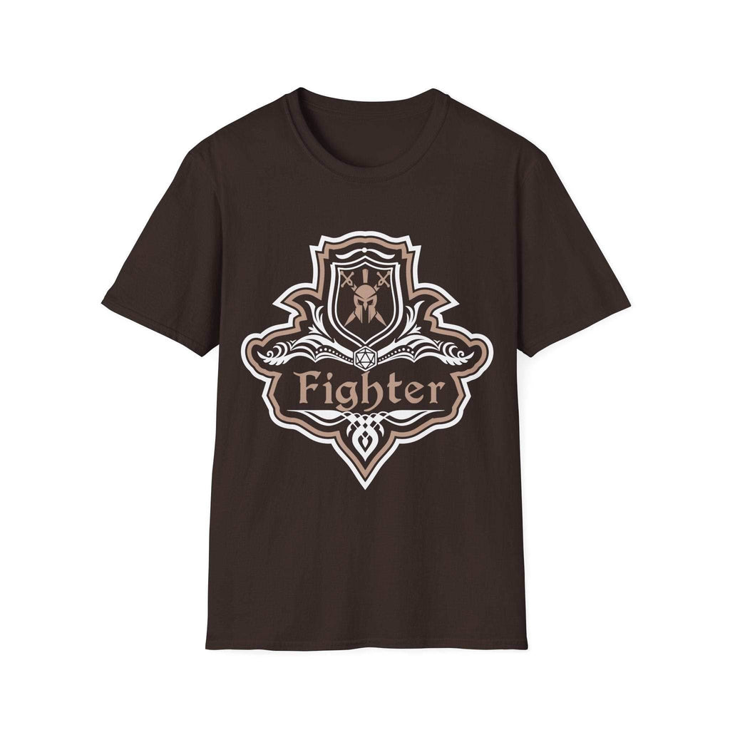 D&D Fighter Class Fancy Emblem T-Shirt - Dark Chocolate / S