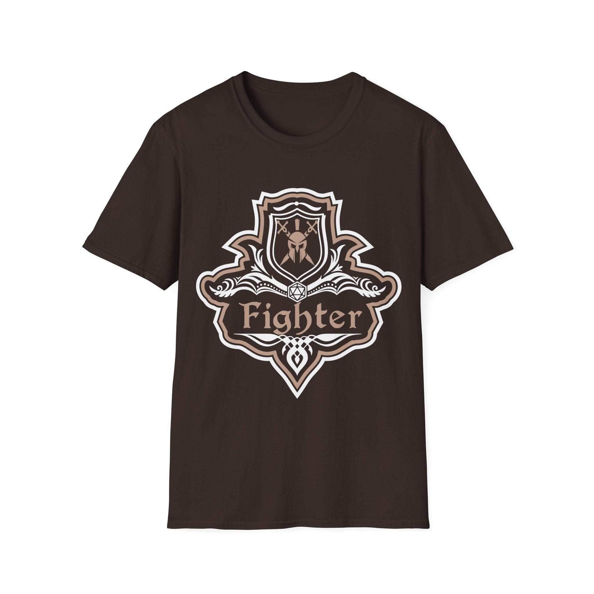 D&D Fighter Class Fancy Emblem T-Shirt - Dark Chocolate / S