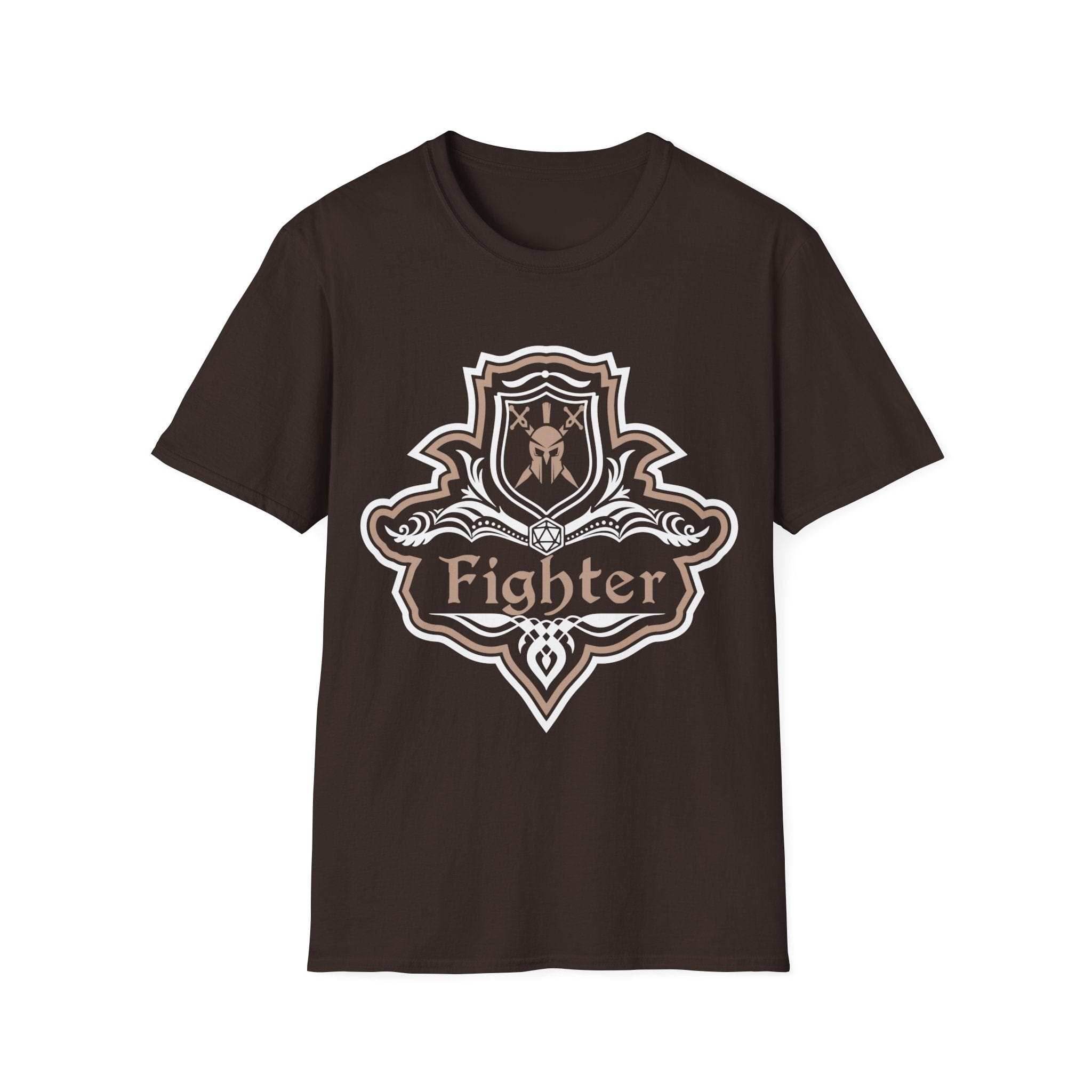 D&D Fighter Class Fancy Emblem T-Shirt - Dark Chocolate / S