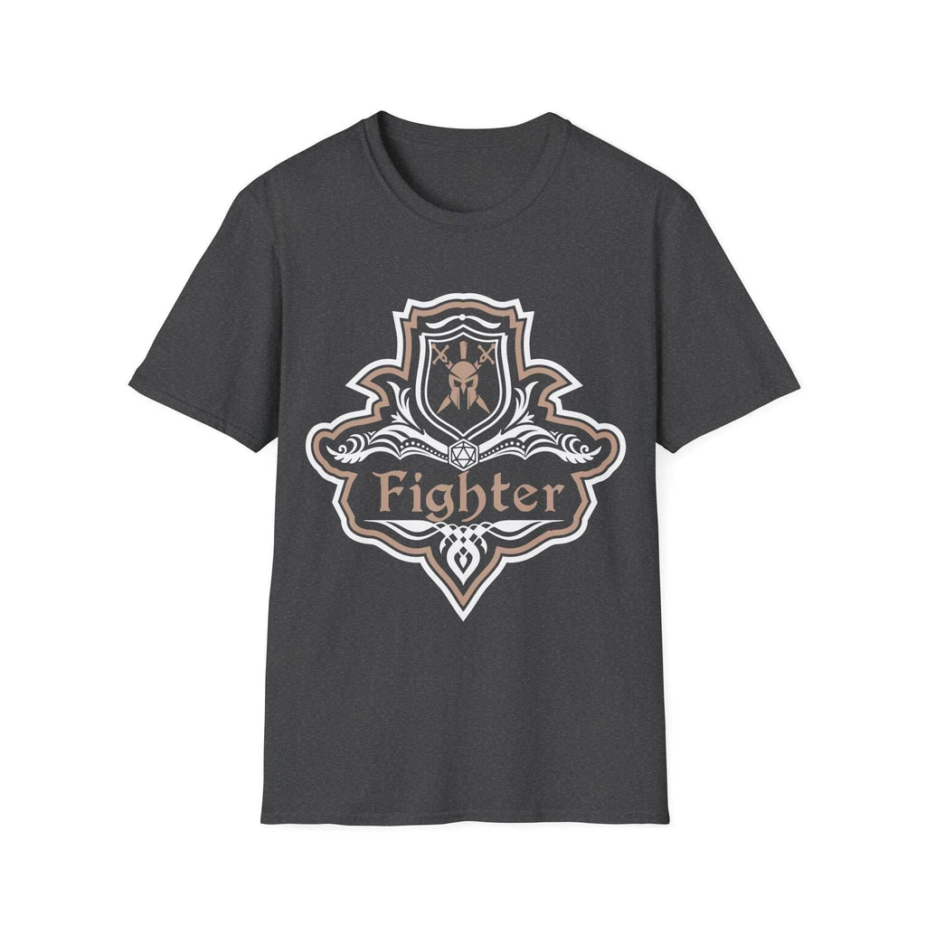 D&D Fighter Class Fancy Emblem T-Shirt - Dark Heather / S
