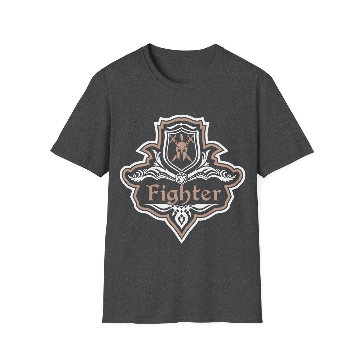 D&D Fighter Class Fancy Emblem T-Shirt - Dark Heather / S