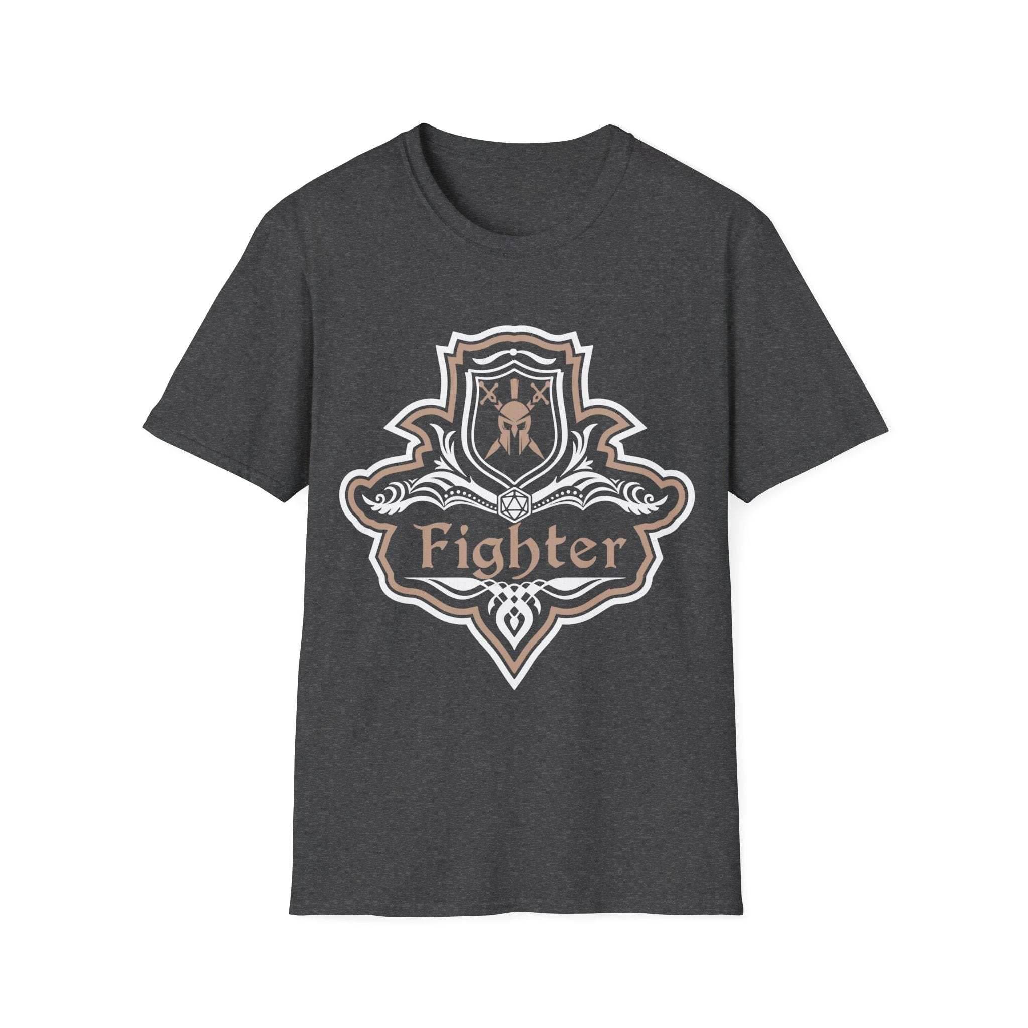 D&D Fighter Class Fancy Emblem T-Shirt - Dark Heather / S