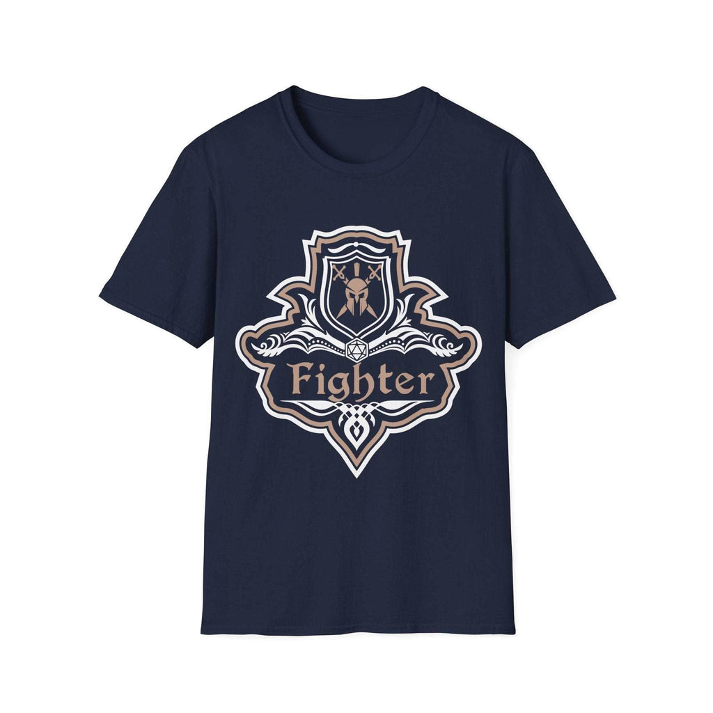 D&D Fighter Class Fancy Emblem T-Shirt - Navy / S