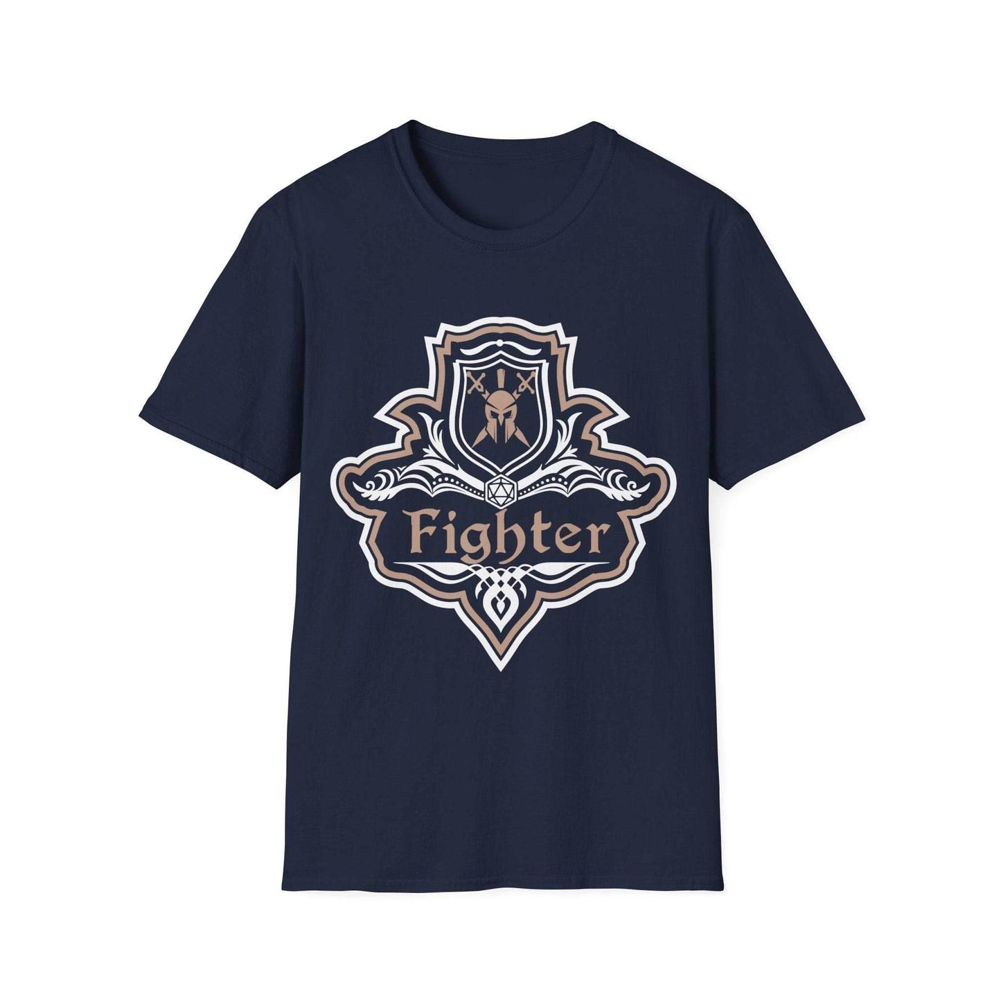 D&D Fighter Class Fancy Emblem T-Shirt - Navy / S