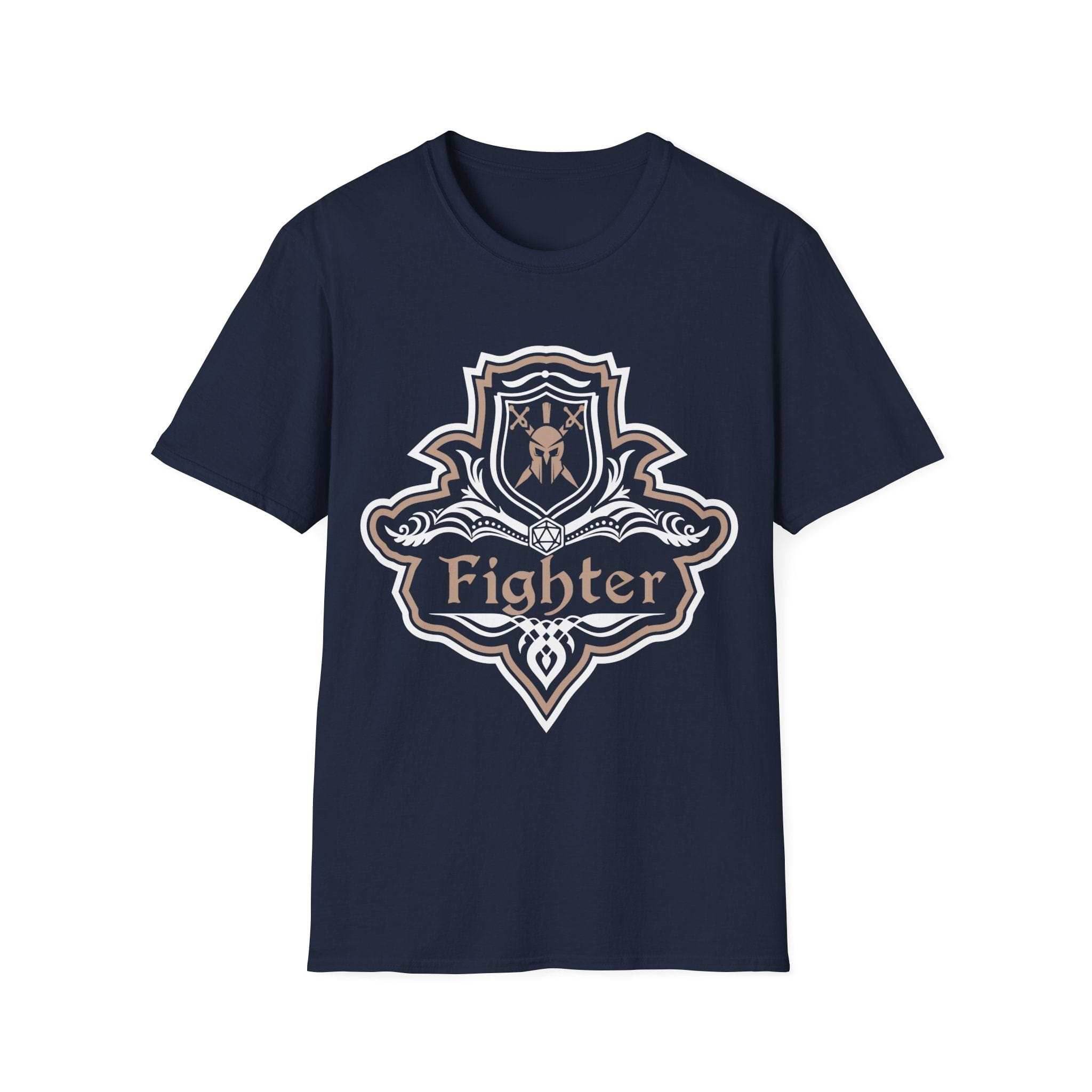 D&D Fighter Class Fancy Emblem T-Shirt - Navy / S