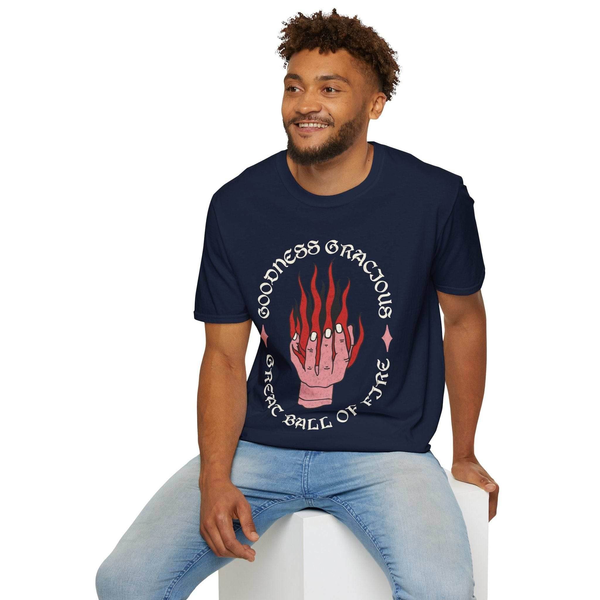 D&D Fireball Spell Shirt - Navy / S