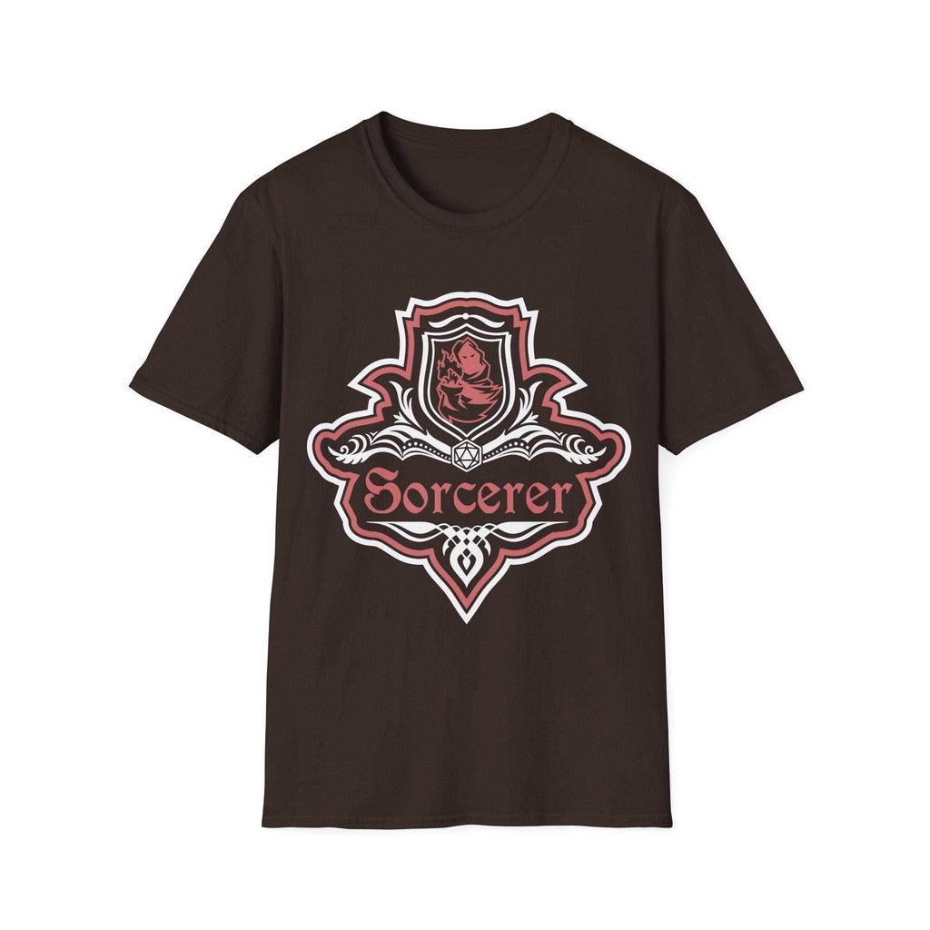 D&D Sorcerer Class Fancy Emblem T-Shirt - Dark Chocolate / S