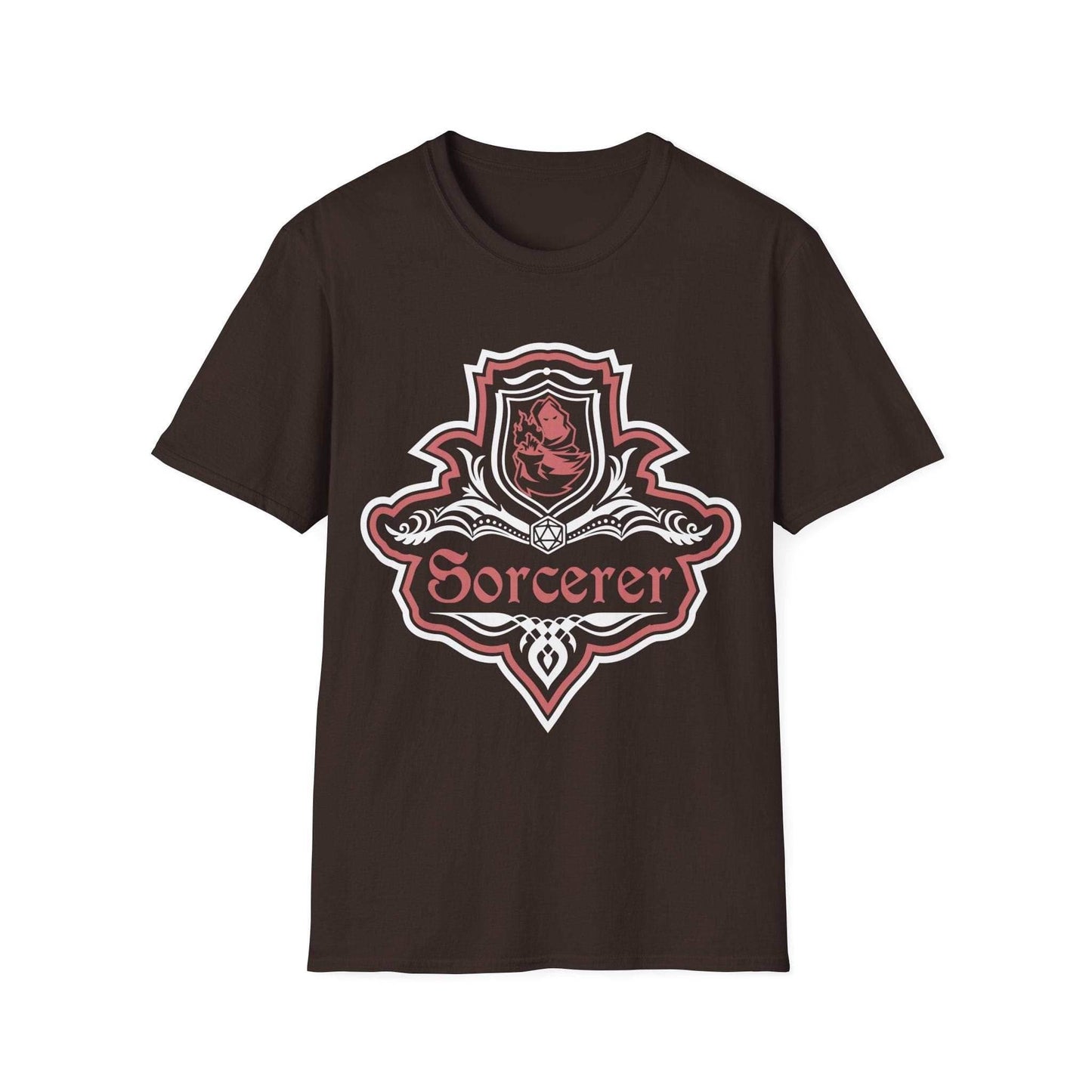 D&D Sorcerer Class Fancy Emblem T-Shirt - Dark Chocolate / S