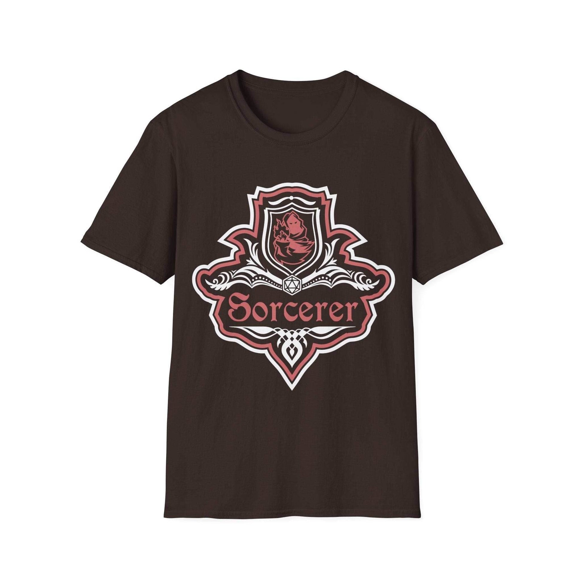 D&D Sorcerer Class Fancy Emblem T-Shirt - Dark Chocolate / S