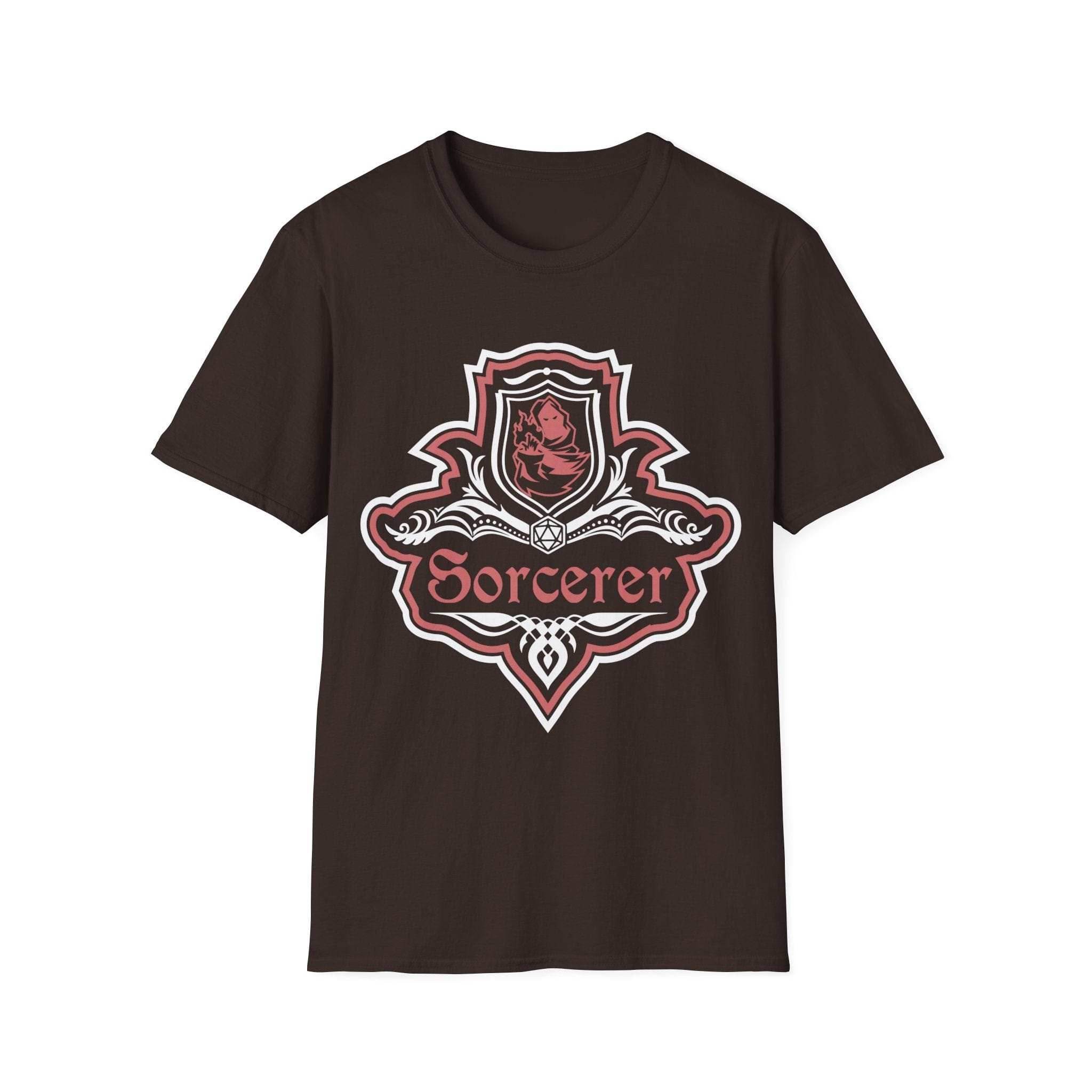 D&D Sorcerer Class Fancy Emblem T-Shirt - Dark Chocolate / S