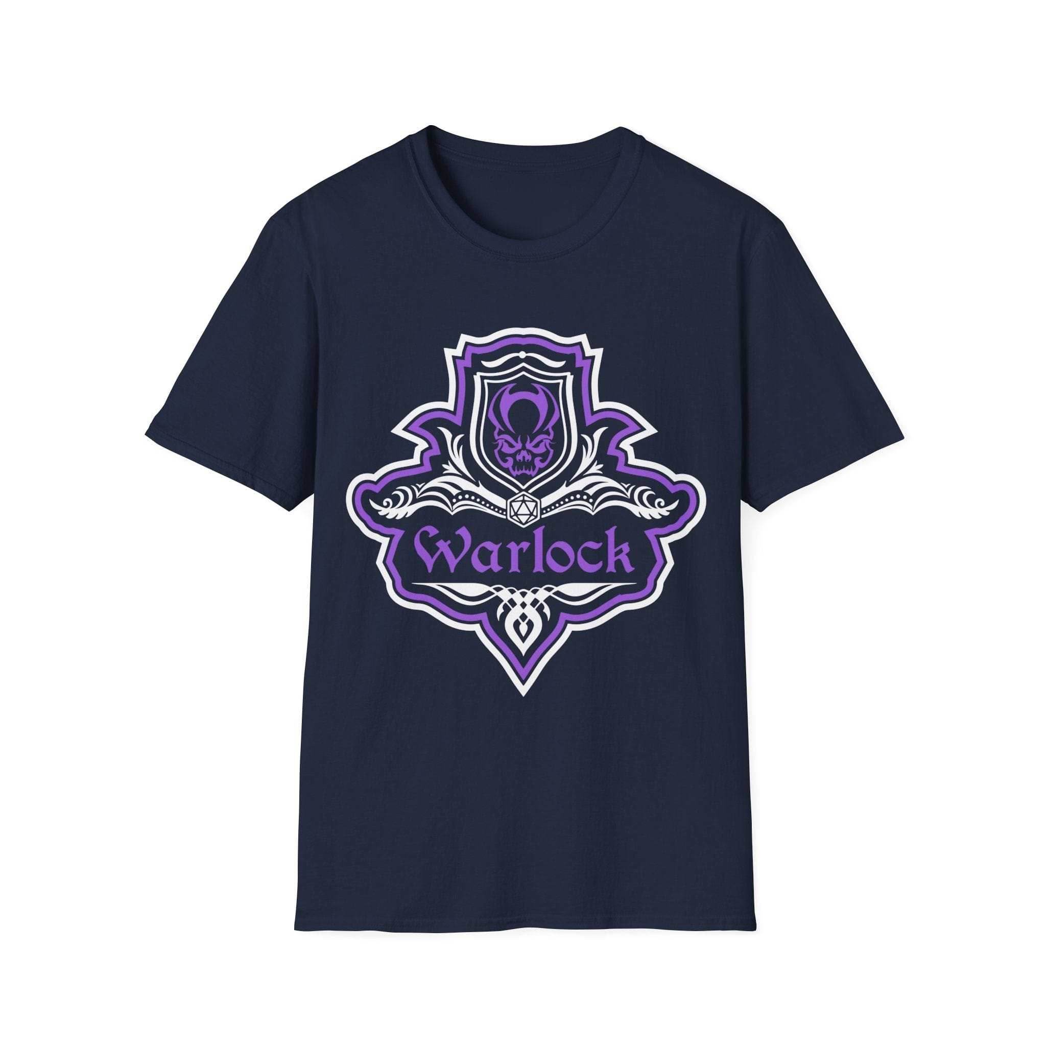 D&D Warlock Class Fancy Emblem T-Shirt - Navy / S