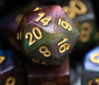 Purple & Green w/gold Galaxy Glitter 7-Dice Set RPG - 