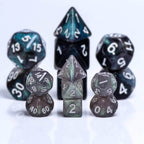 Grey Iridescent 7-Dice Mini-Dice RPG Set w/Silver Numbers Miniature Dice - 