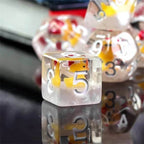 Yellow Duck Red Hat 7-Dice Set w/White Numbers Dnd Dice Set - 