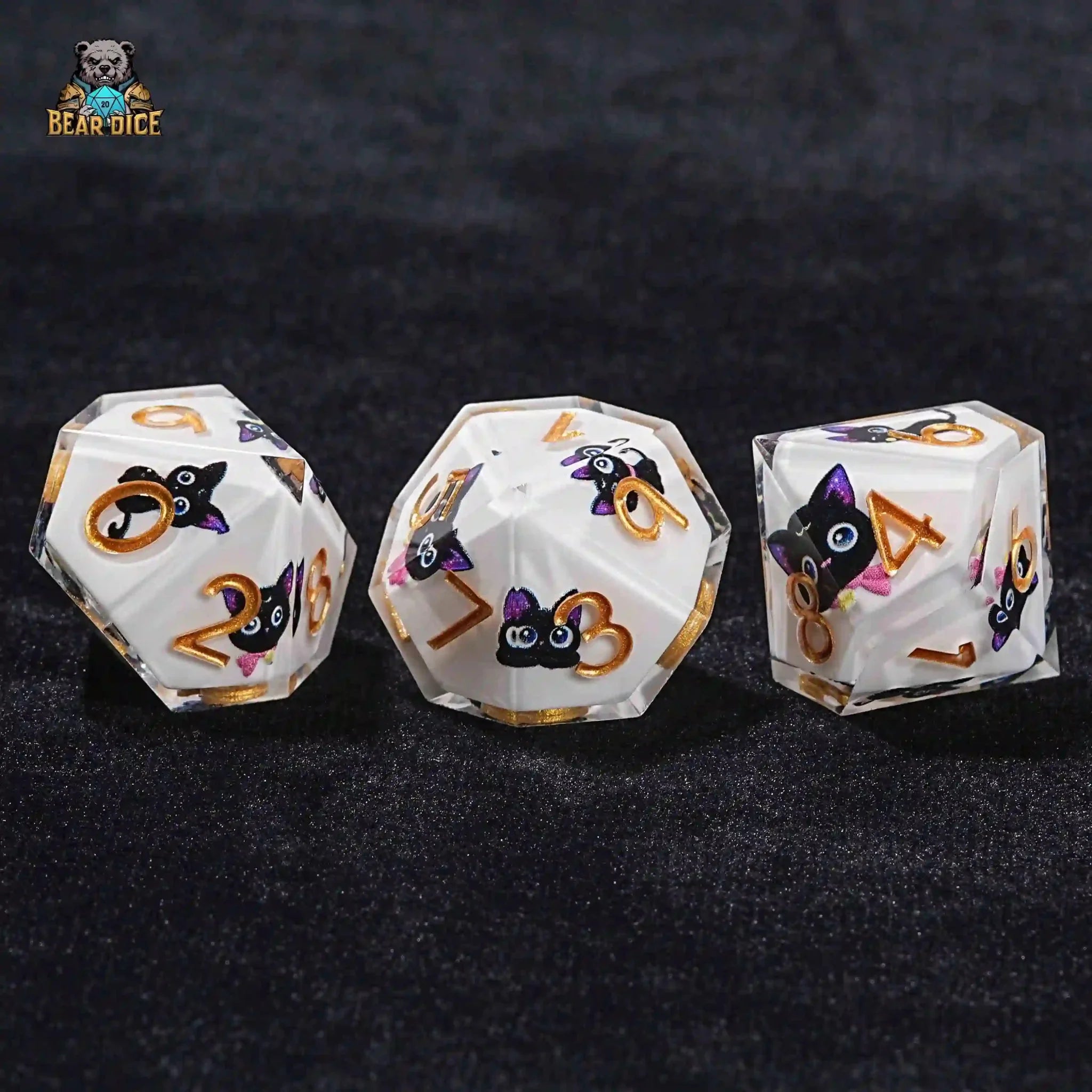 D10 Big Eye Cat White Resin D&D 10 Sided Dice
