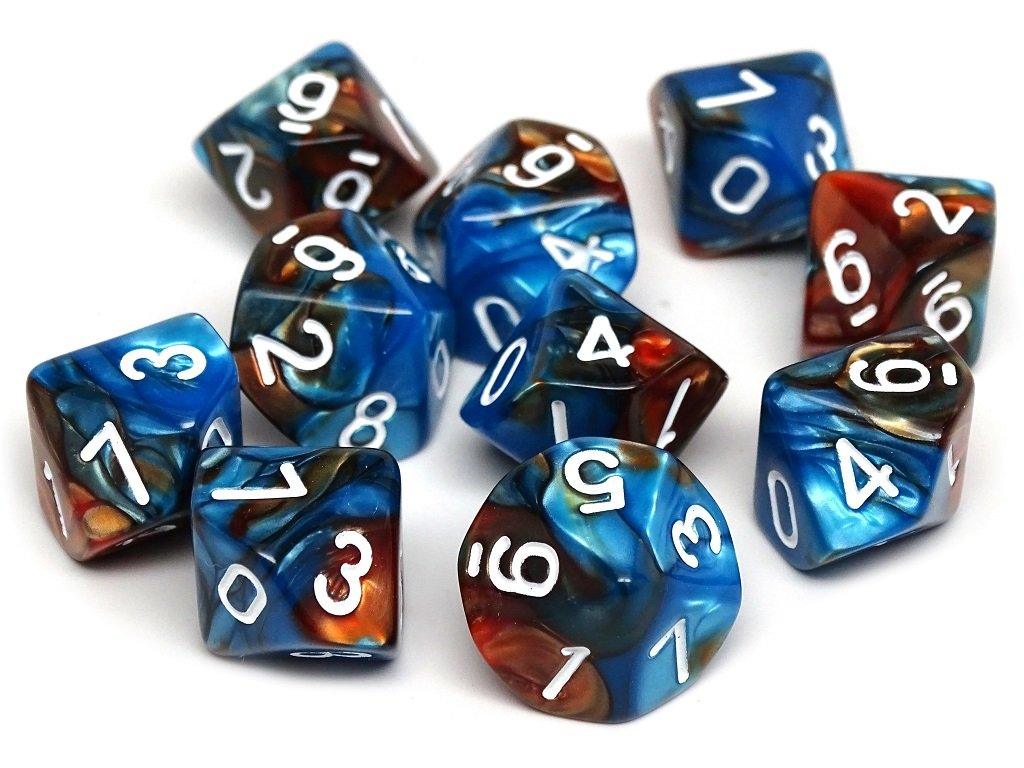 D10 Pack - Ten Count Pack of Cobalt and Copper Granite 10 Sided Dice