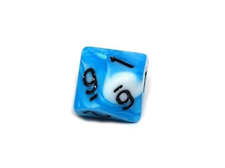 D10 Pack - Ten Count Pack of Cyan and White Swirl 10 Sided Dice - 