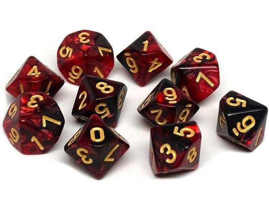 D10 Pack - Ten Count Pack of Lava Swirl 10 Sided Dice