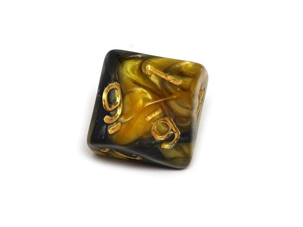 D10 Pack - Ten Count Pack of Yellow and Black Granite 10 Sided Dice - 
