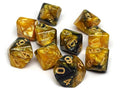 D10 Pack - Ten Count Pack of Yellow and Black Granite 10 Sided Dice - 