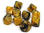 D10 Pack - Ten Count Pack of Yellow and Black Granite 10 Sided Dice - 