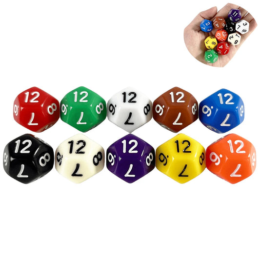 D12 Polyhedral Dice 17.7mm TRPG DND Digital Dice Game Set 12 Sides 10Pcs for Board Game