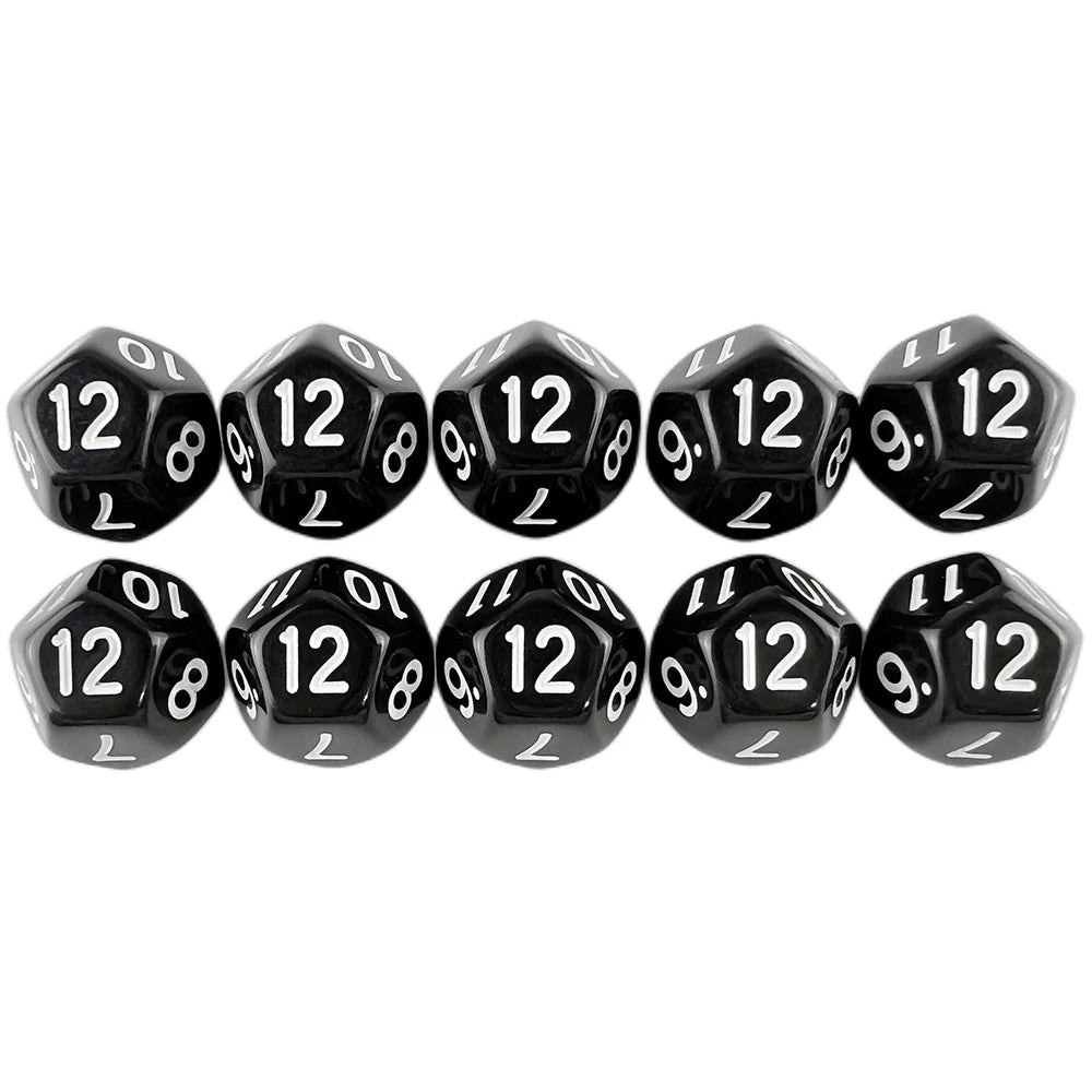 D12 Polyhedral Dice 17.7mm TRPG DND Digital Dice Game Set 12 Sides 10Pcs for Board Game