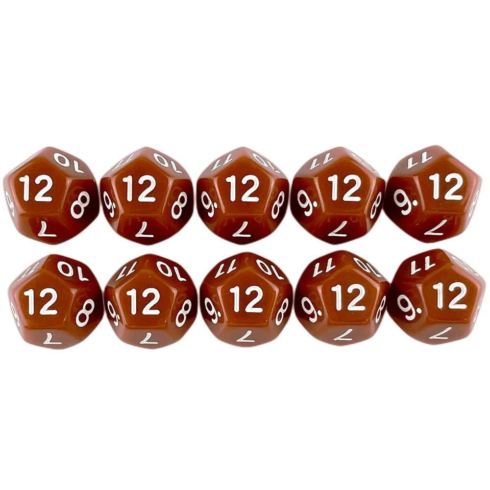 D12 Polyhedral Dice 17.7mm TRPG DND Digital Dice Game Set 12 Sides 10Pcs for Board Game