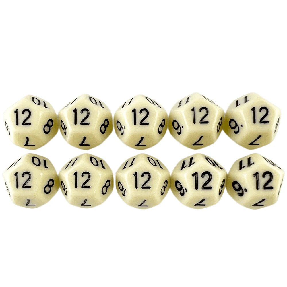 D12 Polyhedral Dice 17.7mm TRPG DND Digital Dice Game Set 12 Sides 10Pcs for Board Game