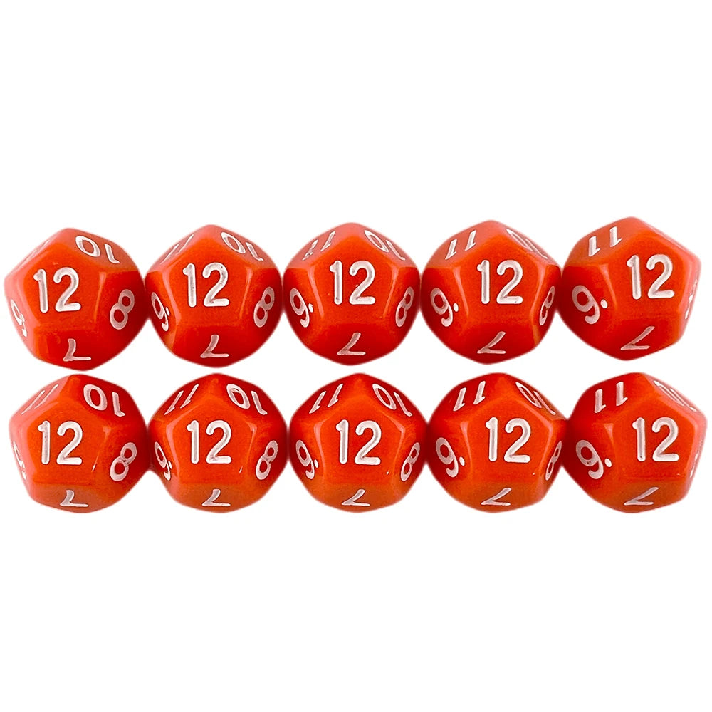 D12 Polyhedral Dice 17.7mm TRPG DND Digital Dice Game Set 12 Sides 10Pcs for Board Game