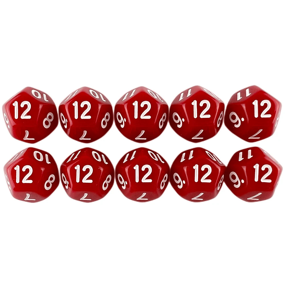 D12 Polyhedral Dice 17.7mm TRPG DND Digital Dice Game Set 12 Sides 10Pcs for Board Game