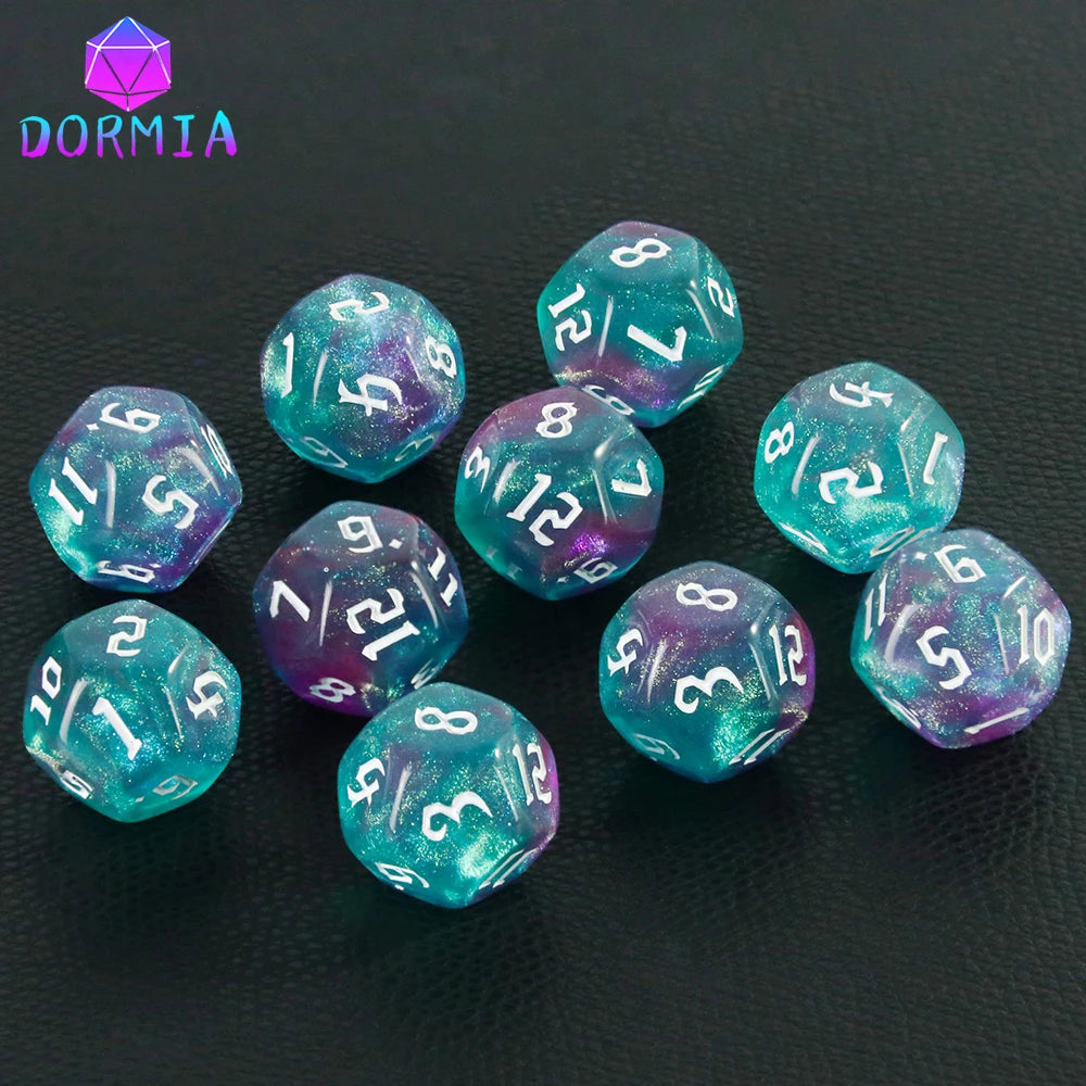 D12 Polyhedral Mixed Colours Dice 12 Sided Glitter Dice for DND Roleplay Game Math Teaching Playing Tabletop Games